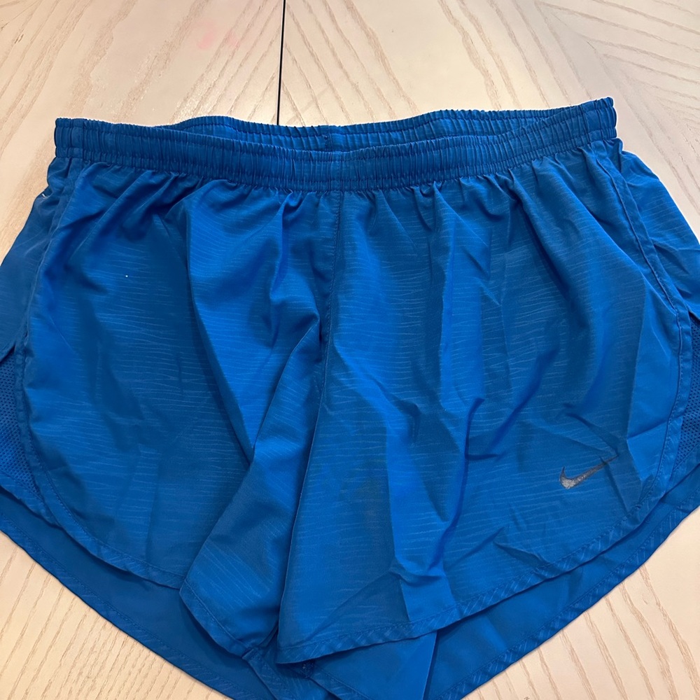 Nike dry fit blue running shorts with zipper